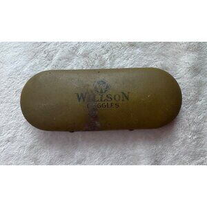 Vintage Willson Goggles Metal Eyewear Case Olive Green 5.5" Long*Read(Just Case)